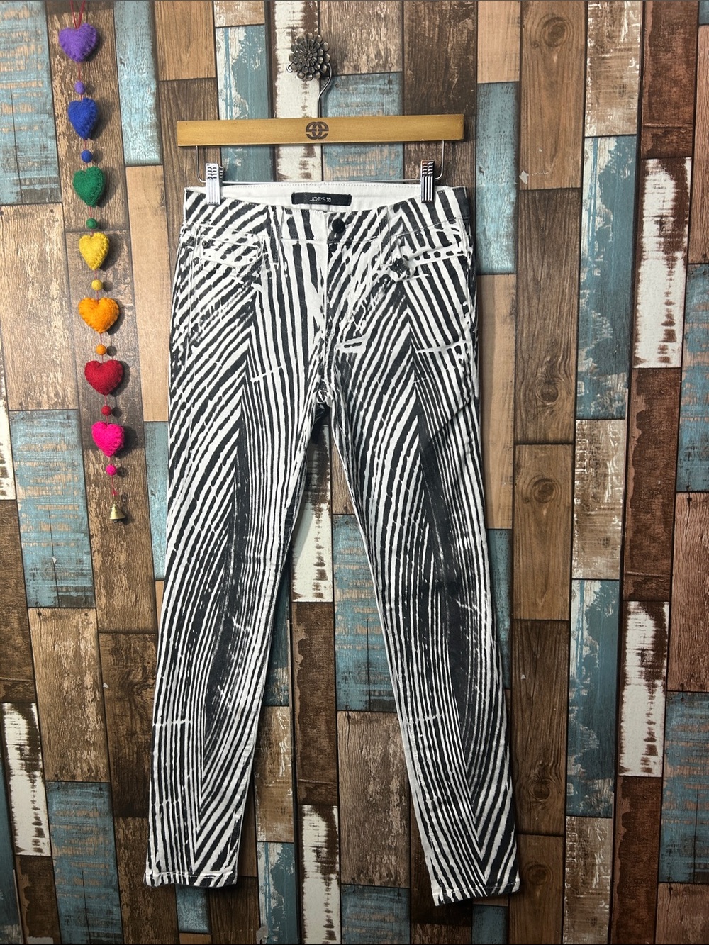 Joe's Jeans Black & White Zebra-Stripe Skinny Jeans